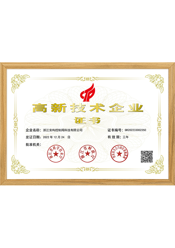 國家高新技術(shù)企業(yè)證書