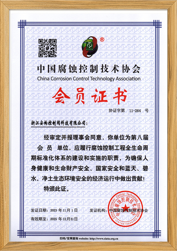 中國(guó)腐蝕控制技術(shù)協(xié)會(huì)會(huì)員證書(shū)